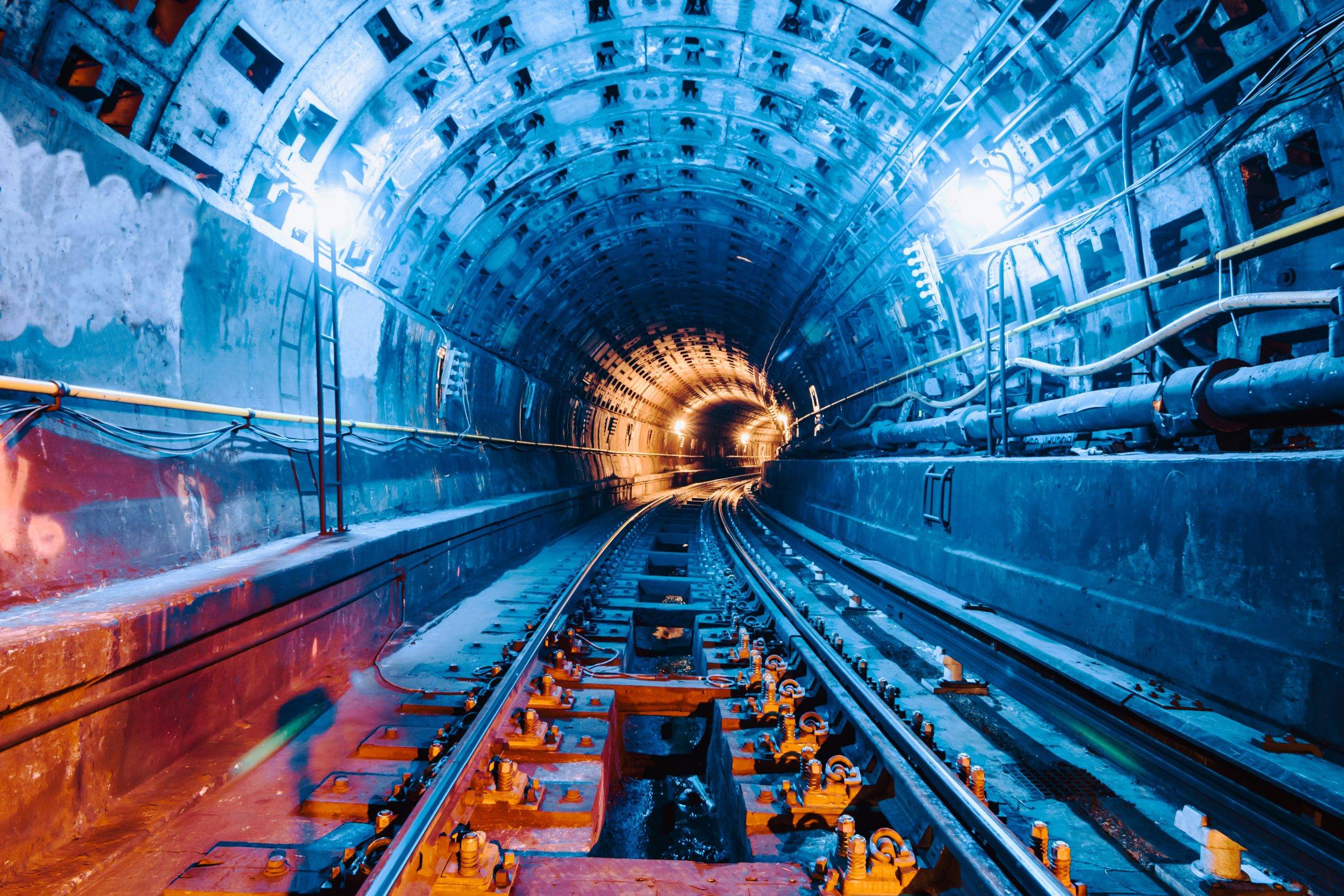 The underground tunnel and the railway in New York City, United States